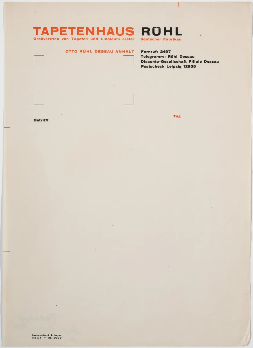 Tapetenhaus Rühl by Herbert Bayer, design, 1925