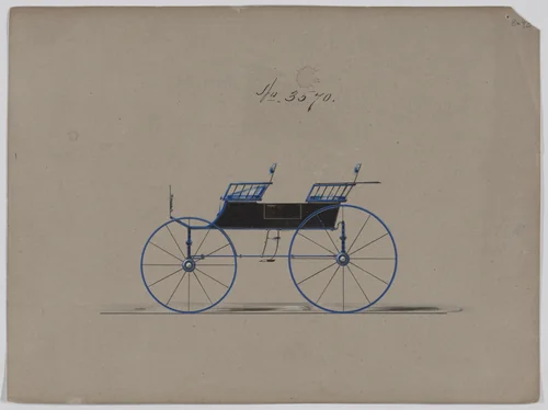 Design for 4 seat Phaeton, no top, no. 3570 by Brewster & Co., drawing, 1880