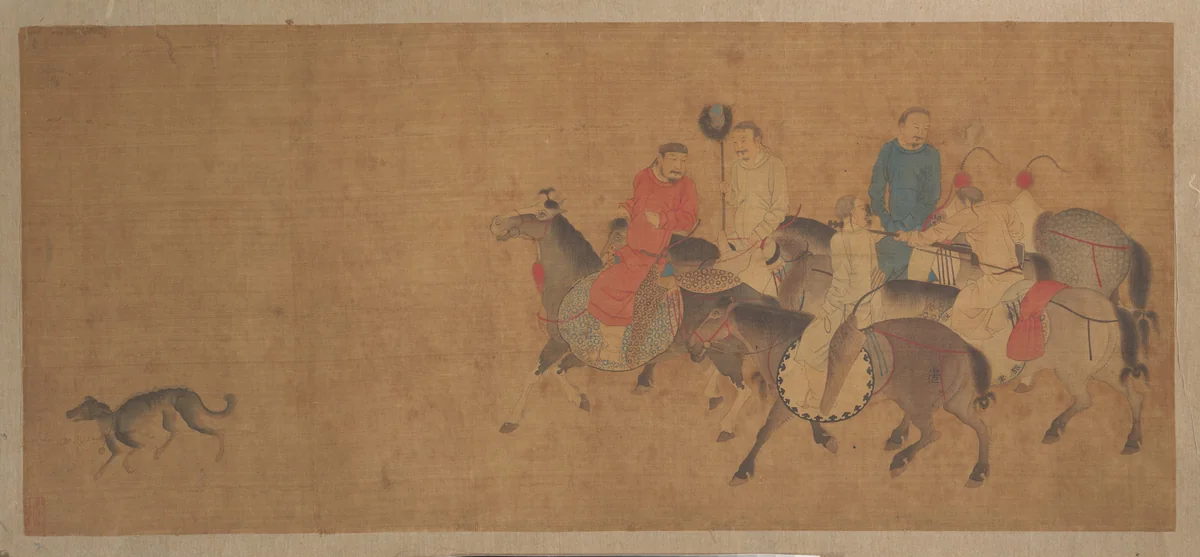 Horsemen with Dog by Unidentified Artist, painting, 1368-1644