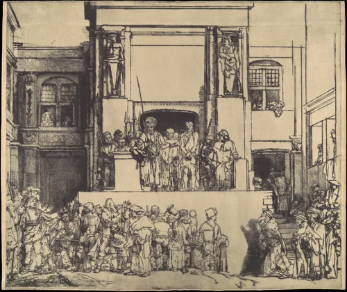 Christ Presented to the People by Rembrandt van Rijn, print, 1655