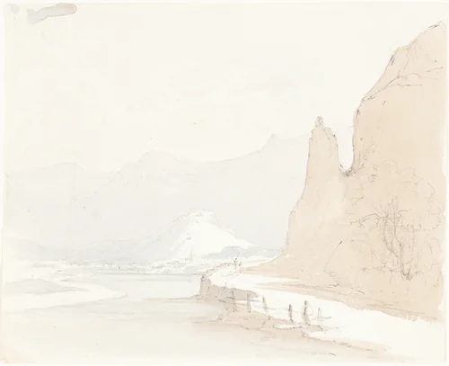 Swiss Landscape with a Village in the Distance by Sarah Grace Lushington, drawing, 1750-1837