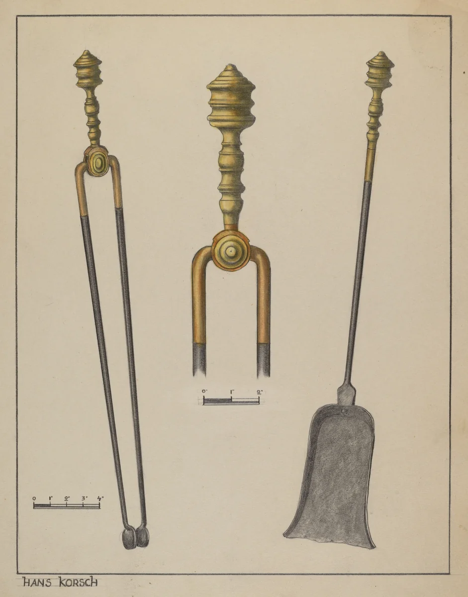 Fire Tongs and Shovel by Hans Korsch, index of american design, 1937