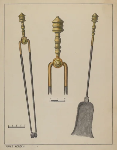 Fire Tongs and Shovel by Hans Korsch, index of american design, 1937