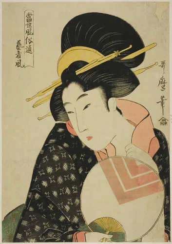 Geisha Style (geisha fū) from the series Guide to Contemporary Styles (Tōsei fūzoku tsū) by Kitagawa Utamaro (喜多川歌麿), print, 1756-1806