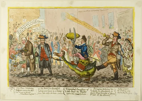 Triumphal Procession of Little-Paul-The Taylor Upon his New Goose by James Gillray, print, 1806