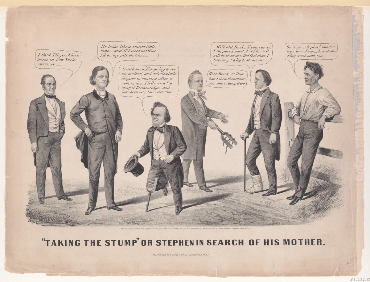 "Taking the Stump" or Stephen in Search of his Mother by Louis Maurer, print, 1860