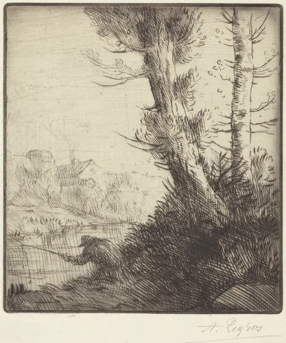 Banks of the Oise (Bord de l'Oise) by Alphonse Legros, print, 1837-1911