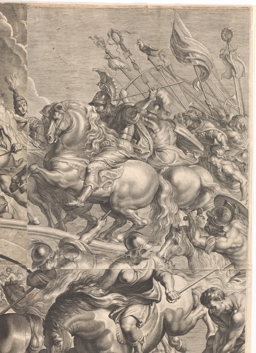 Slag van de Amazonen (detail) by Lucas Vorsterman, print, 1623