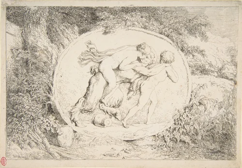 A Young Girl Astride a Satyr by Jean Honoré Fragonard, print, 1745-1806