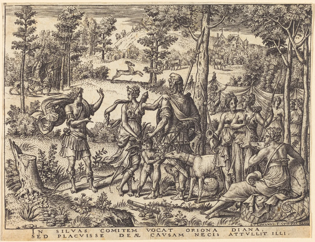 Diana and Orion by Etienne Delaune, print, 1519-1583