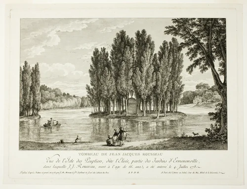 Tomb of Jean Jacques Rousseau by Jean Michel Moreau, print, 1778