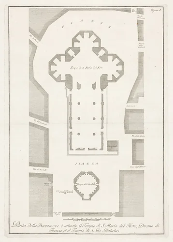 Plattegrond van het Piazza del Duomo te Florence by Bernardo Sansone Sgrilli, print, 1733-1755