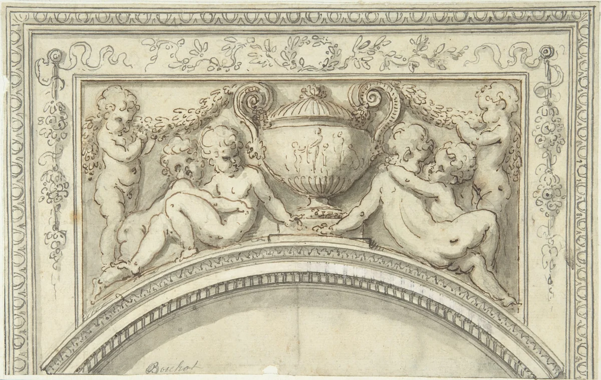 Design for Over Door by Guillaume Boichot, drawing, 1735-1814