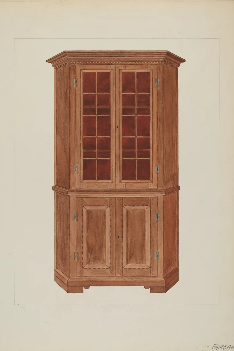 Corner Cupboard by George Fairbanks, index of american design, 1937