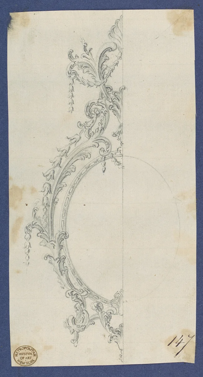 Pier Glass Frame, in Chippendale Drawings, Vol. I by Thomas Chippendale, drawing, 1748-1758