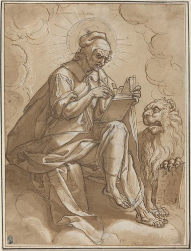 Saint Mark the Evangelist by Peter Candid; Heinrich Aldegrever; Georg Pencz, drawing, 1600