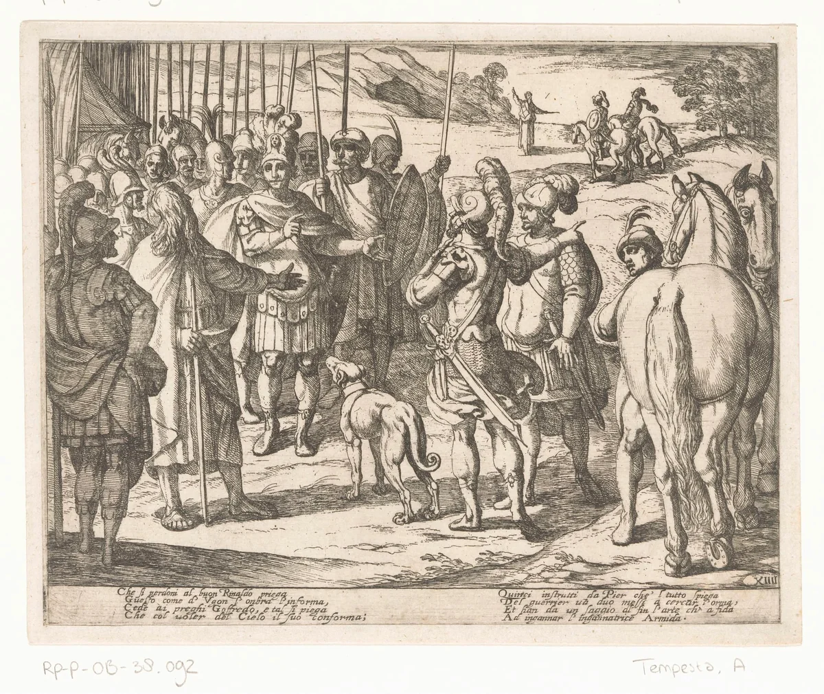 Illustratie bij Canto XIV van Tasso's 'Gerusalemme Liberata' by Antonio Tempesta, print, 1565-1630
