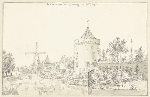 De Lekpoort te Culemborg by Jan de Beijer, drawing, 1750