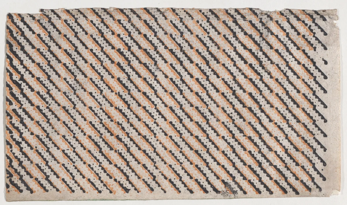 Sheet with diagonal stripe pattern by anonymous, print, 1800-1900