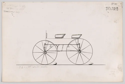 Design for 4 seat Phaeton, no top, no. 3211 by Brewster & Co., drawing, 1876