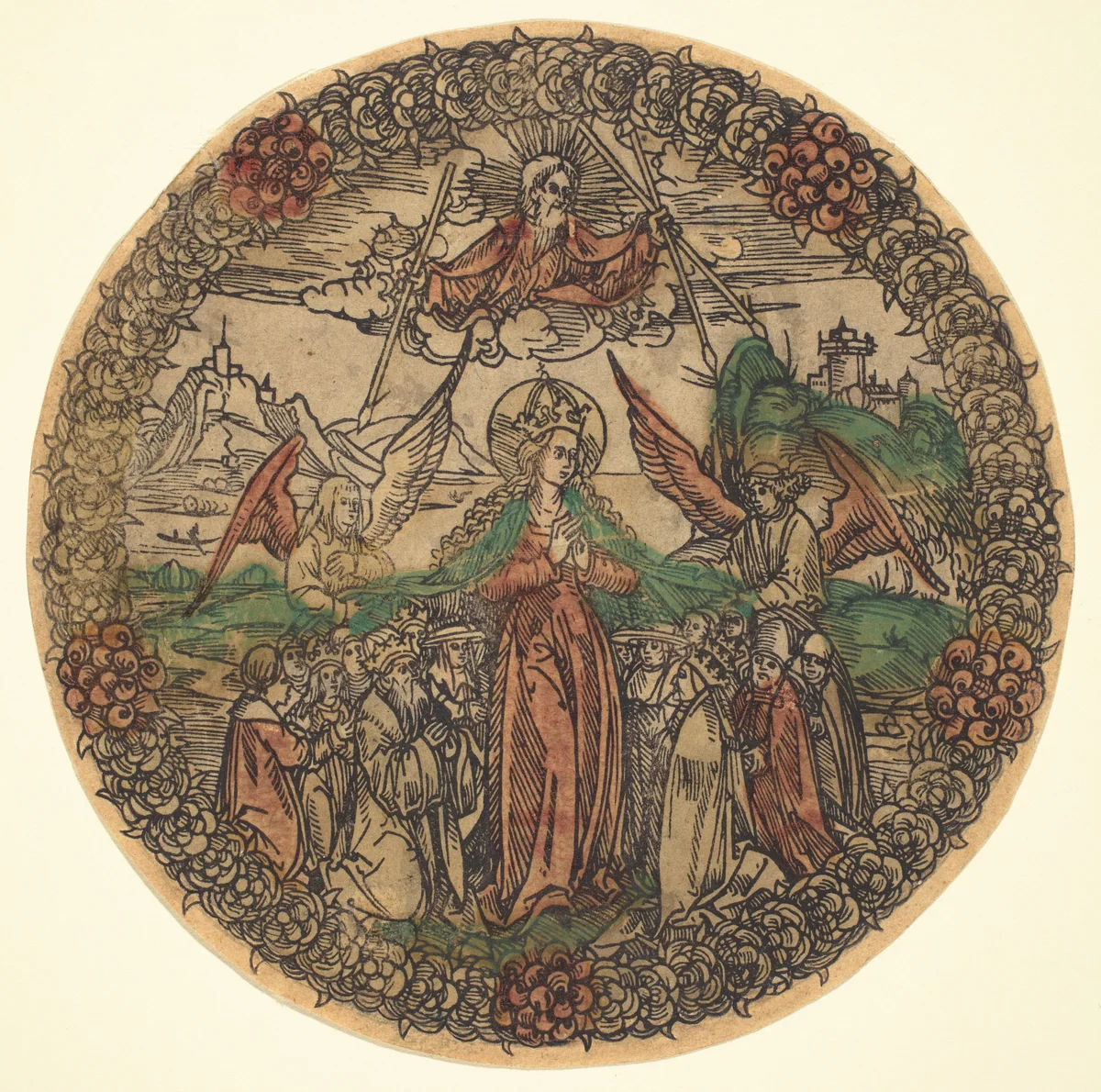Madonna in a Wreath of Roses by German 15th Century, print, 1490-1500