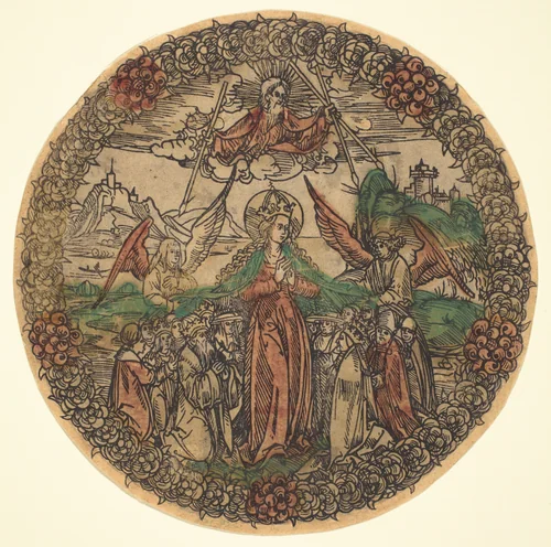 Madonna in a Wreath of Roses by German 15th Century, print, 1490-1500
