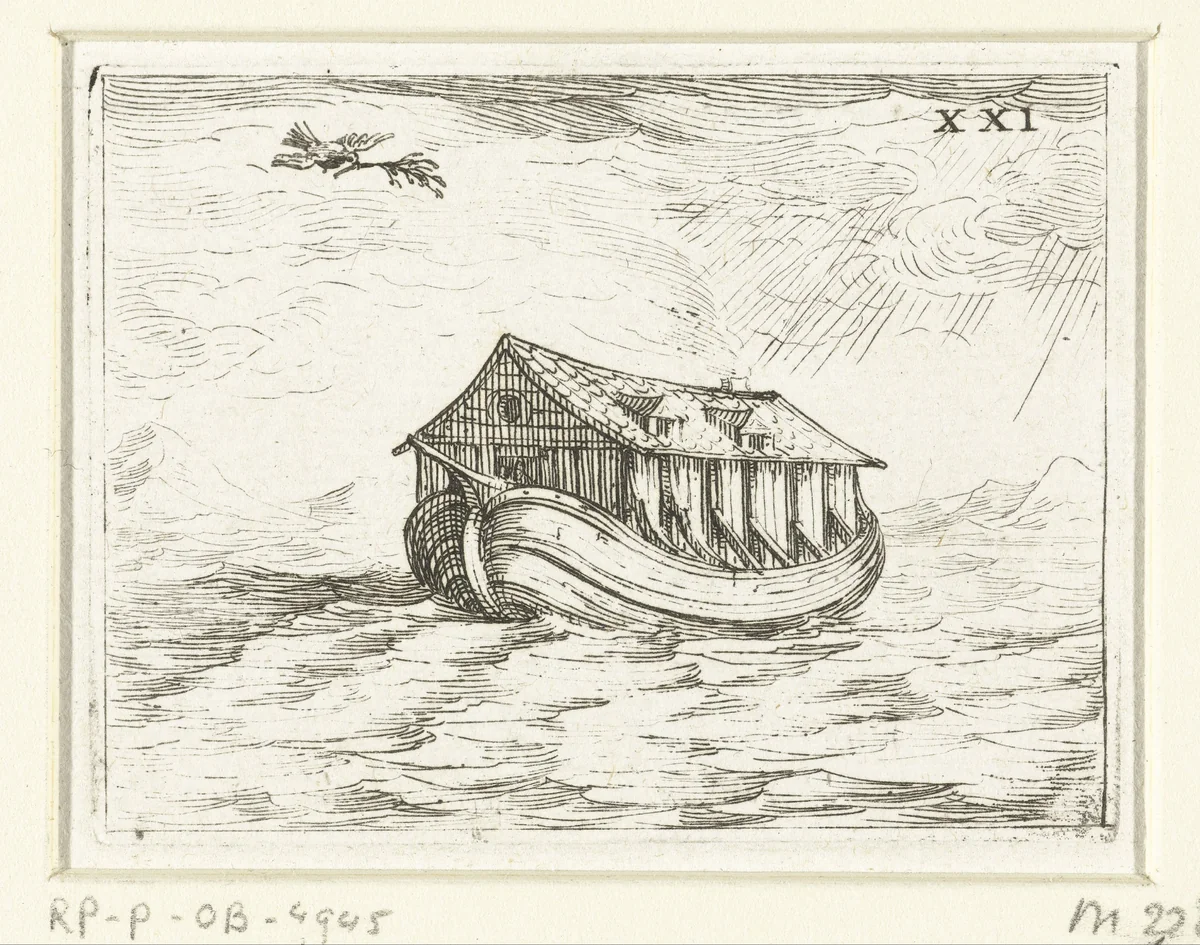 De ark van Noach by Jacques Callot, print, 1625-1629