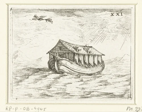De ark van Noach by Jacques Callot, print, 1625-1629