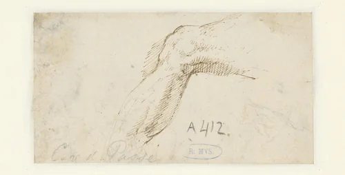 Studie van een knie met boven- en onderbeen by Crispijn van de Passe, drawing, 1575-1602