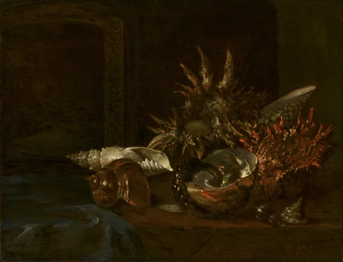 Still Life with Shells by Willem Kalf, painting, 1690