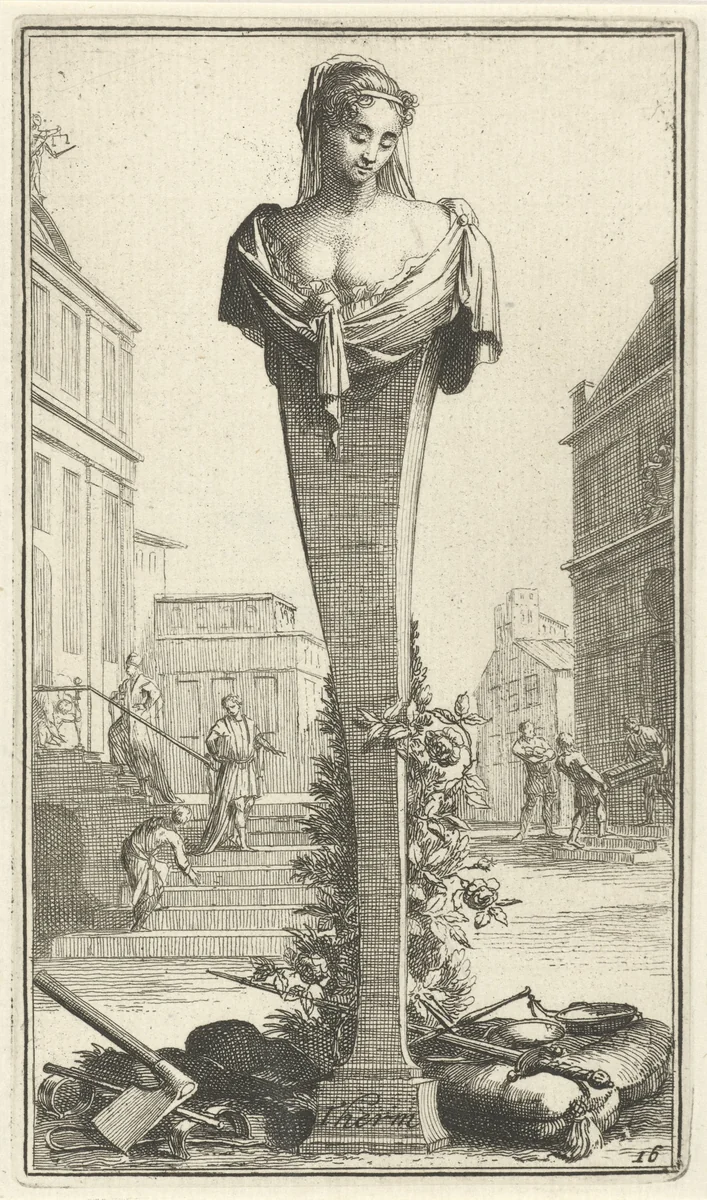 Herme voor een stad by Arnold Houbraken, print, 1710-1719