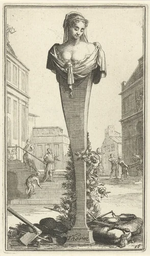 Herme voor een stad by Arnold Houbraken, print, 1710-1719