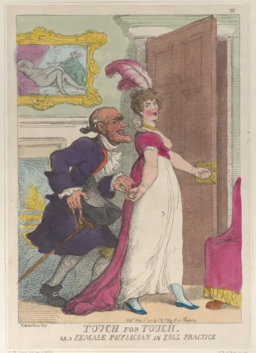 Touch for Touch or a Female Physician in Full Practice by Thomas Rowlandson, print, 1811