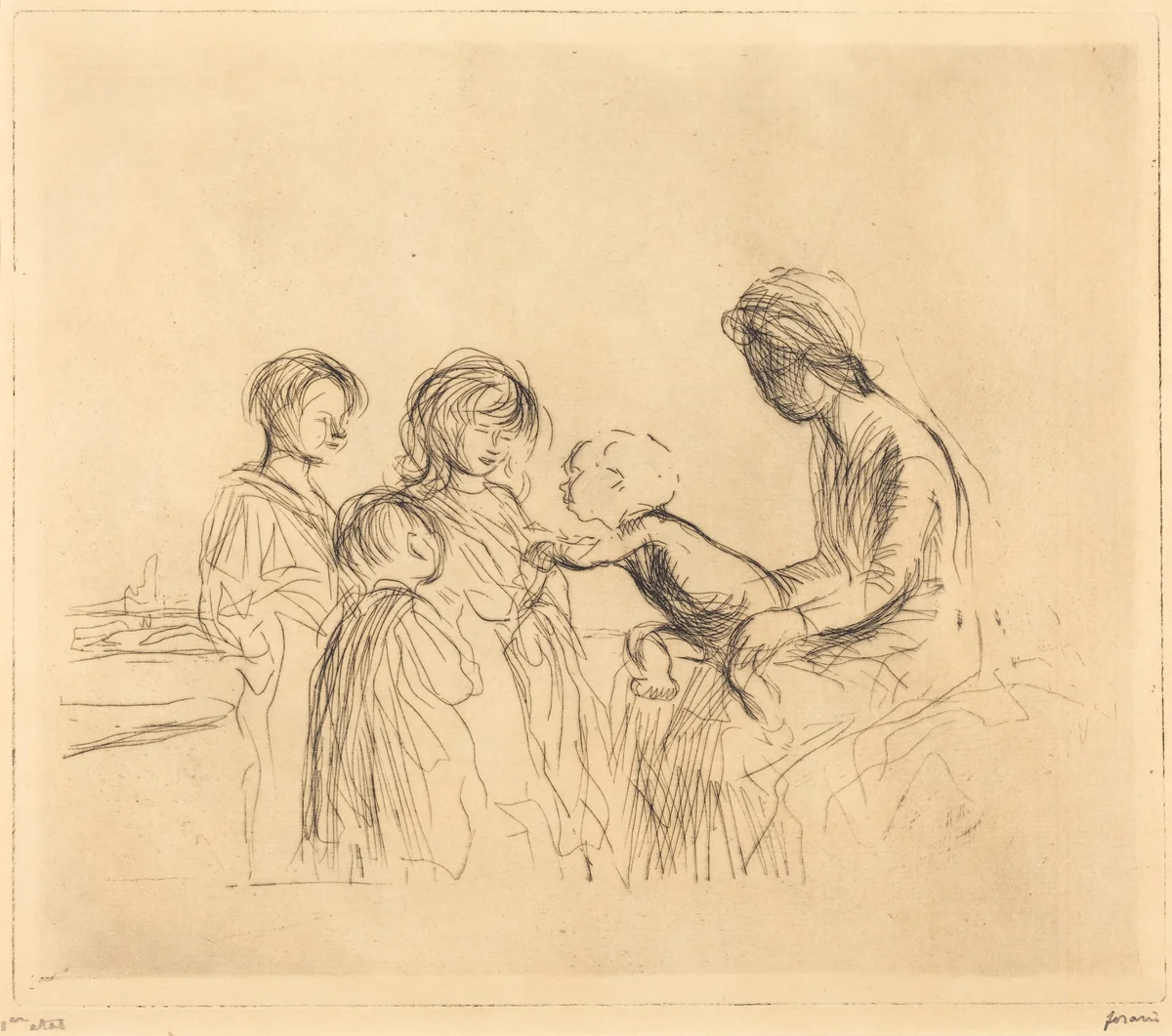 La madone et les enfants (The Madonna and the Children) by Jean-Louis Forain, print, 1909