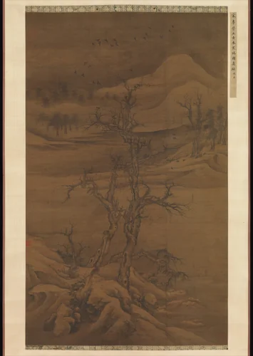 Crows in Old Trees by Luo Zhichuan, painting, 1300-1330