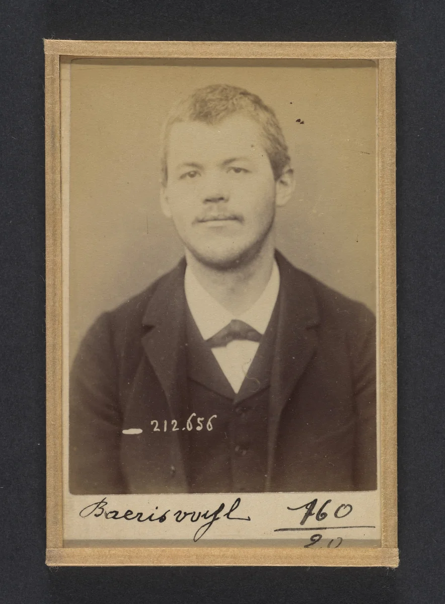 Baerisvuyl. Frédéric, Jean. 28 ans, né à Fribourg (Suisse). Ébéniste. Anarchiste. 8/1/93. by Alphonse Bertillon, photograph, 1893