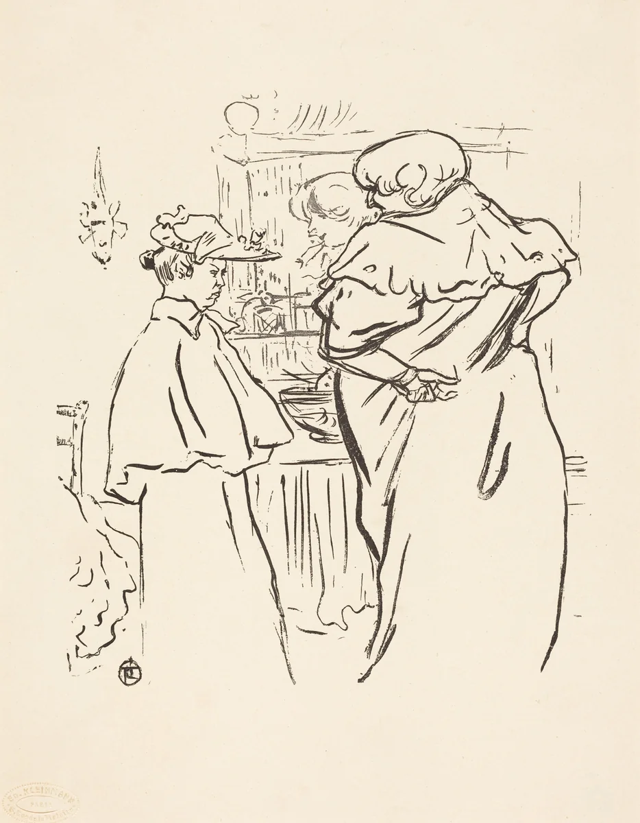 Two Women before a Mirror by Henri de Toulouse-Lautrec, print, 1864-1901