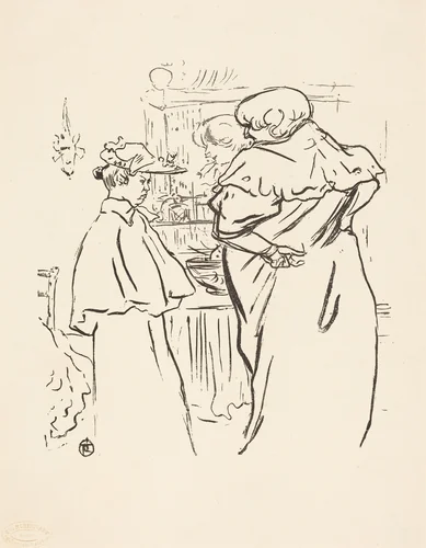 Two Women before a Mirror by Henri de Toulouse-Lautrec, print, 1864-1901