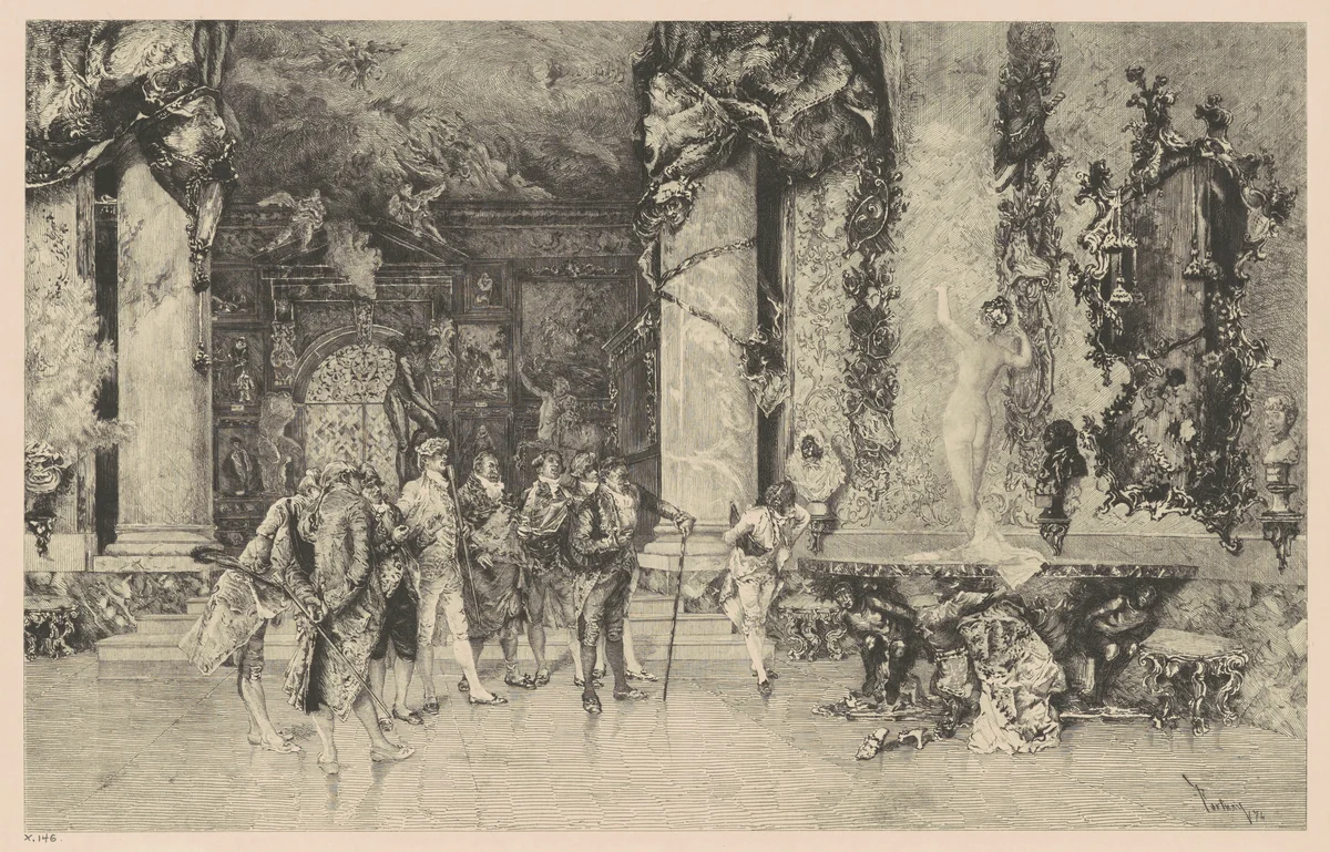 The Choice of a Model by Eugene Champollion, print, 1869-1879