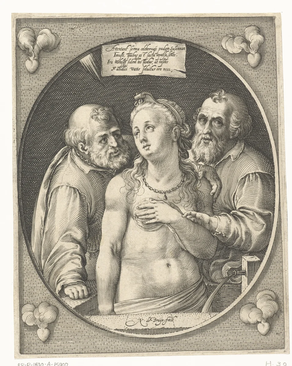 Susanna en de ouderlingen by Unknown, print, 1581-1656