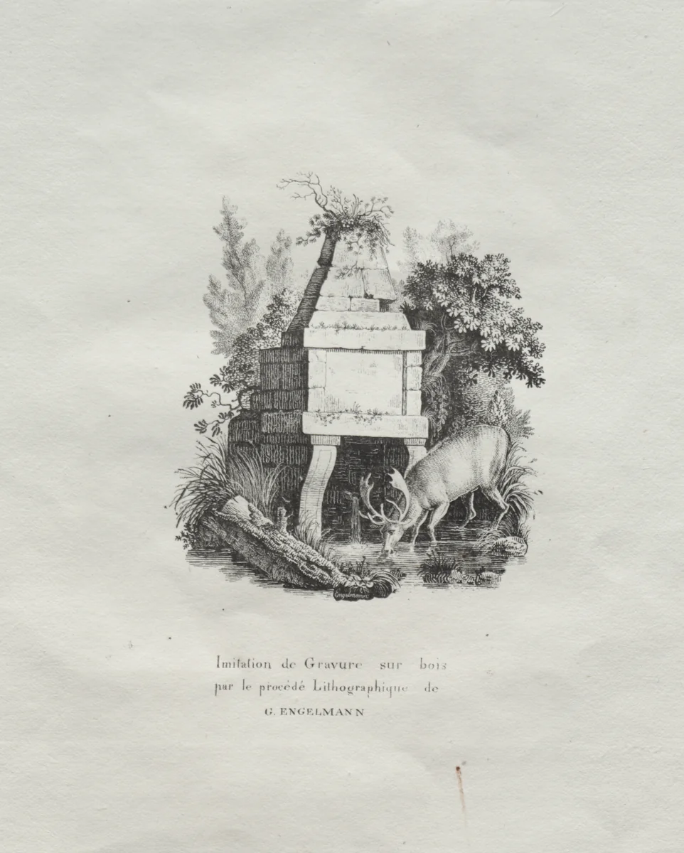 Receuil d'essais lithographiques: Une fontaine imitant la gravure sur bois by Godefroy Engelmann, book, 1811-1821