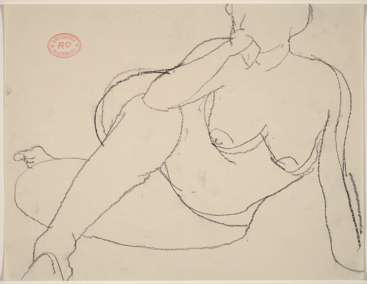 Untitled [nude resting on her left side] by Richard Diebenkorn, drawing, 1955-1967