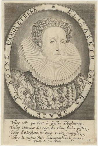 Queen Elizabeth by Thomas de Leu, print, 1589