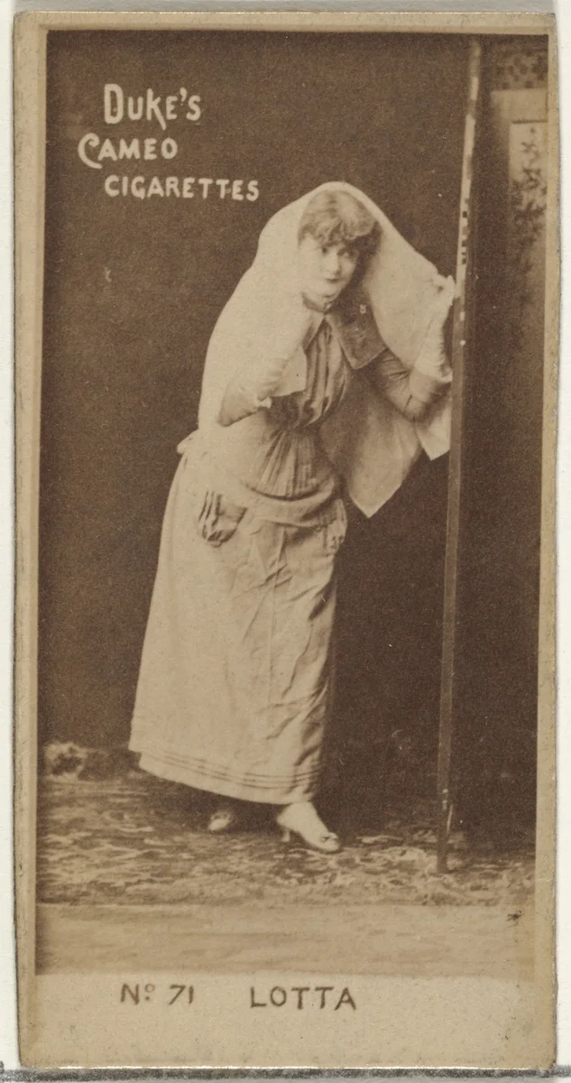 Card Number 71, Lotta, from the Actors and Actresses series (N145-4) issued by Duke Sons & Co. to promote Cameo Cigarettes by W. Duke, Sons & Co., photograph, 1880-1889