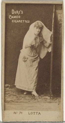 Card Number 71, Lotta, from the Actors and Actresses series (N145-4) issued by Duke Sons & Co. to promote Cameo Cigarettes by W. Duke, Sons & Co., photograph, 1880-1889