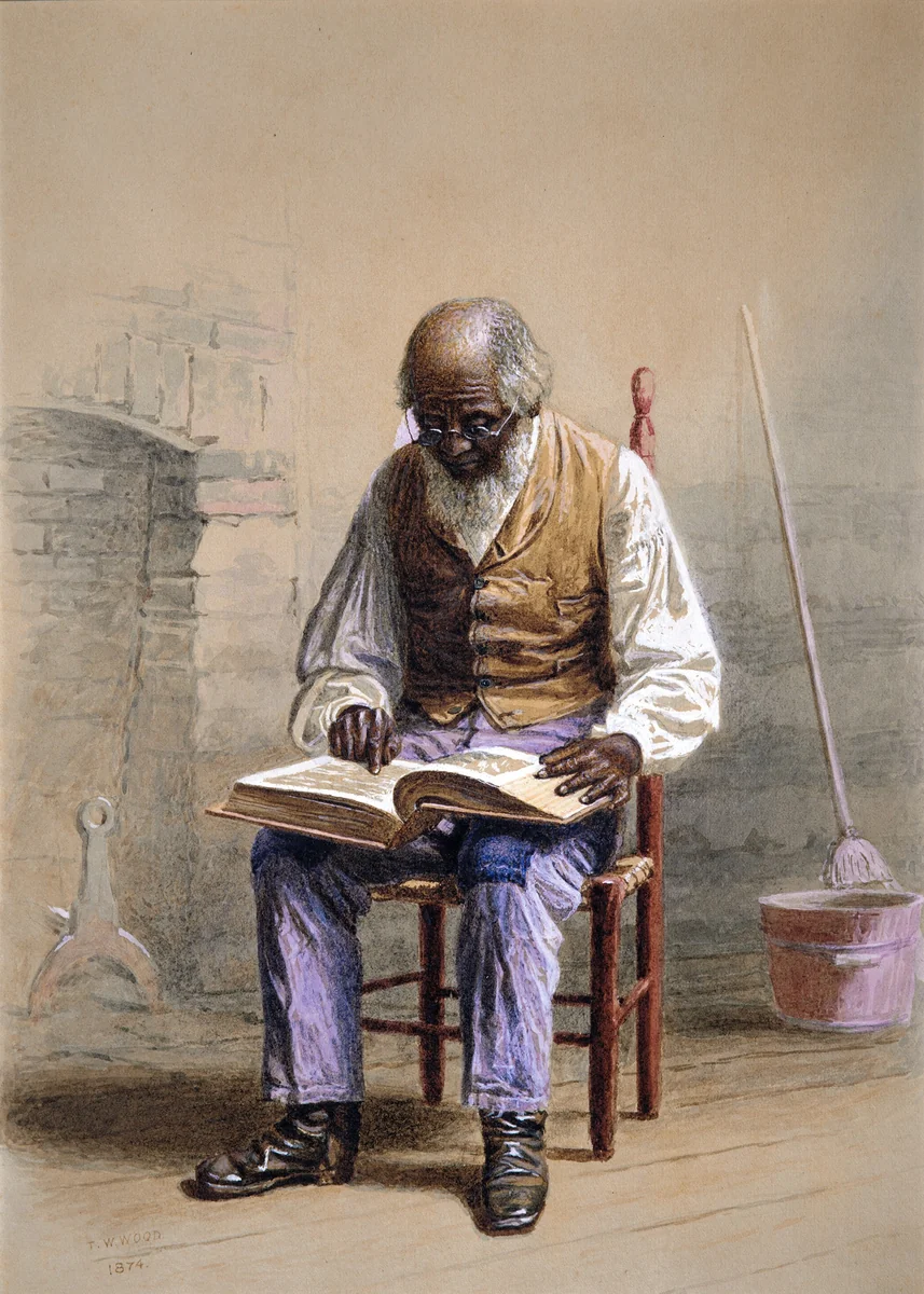 Reading the Scriptures by Thomas Waterman Wood, artwork, 1874