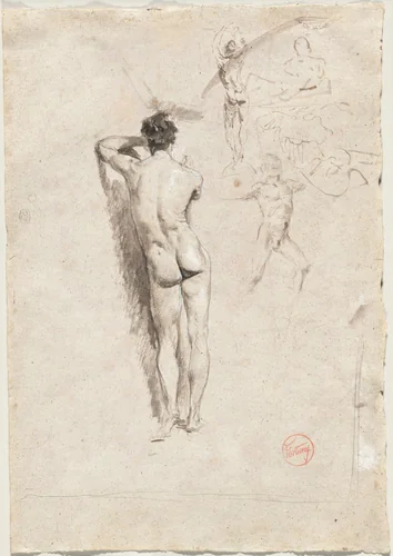 Study of a Male Nude and Other Studies by Mariano Fortuny Marsal, drawing, 1858-1860