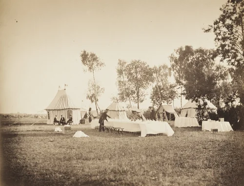 Setting the Emperor's Table from the album Memories of the Camp de Châlons under General Decaën by Gustave Le Gray, photograph, 1857