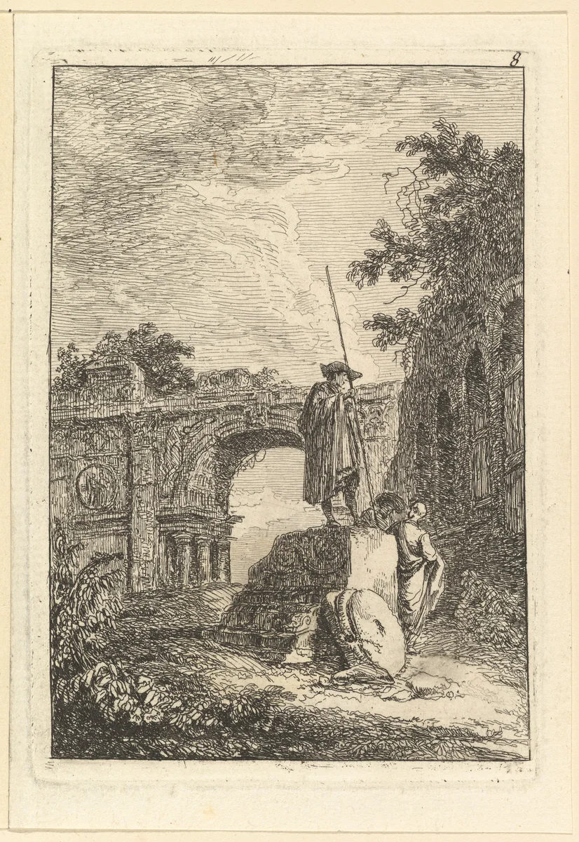 L'Arc de Triomphe by Hubert Robert, print, 1745-1808