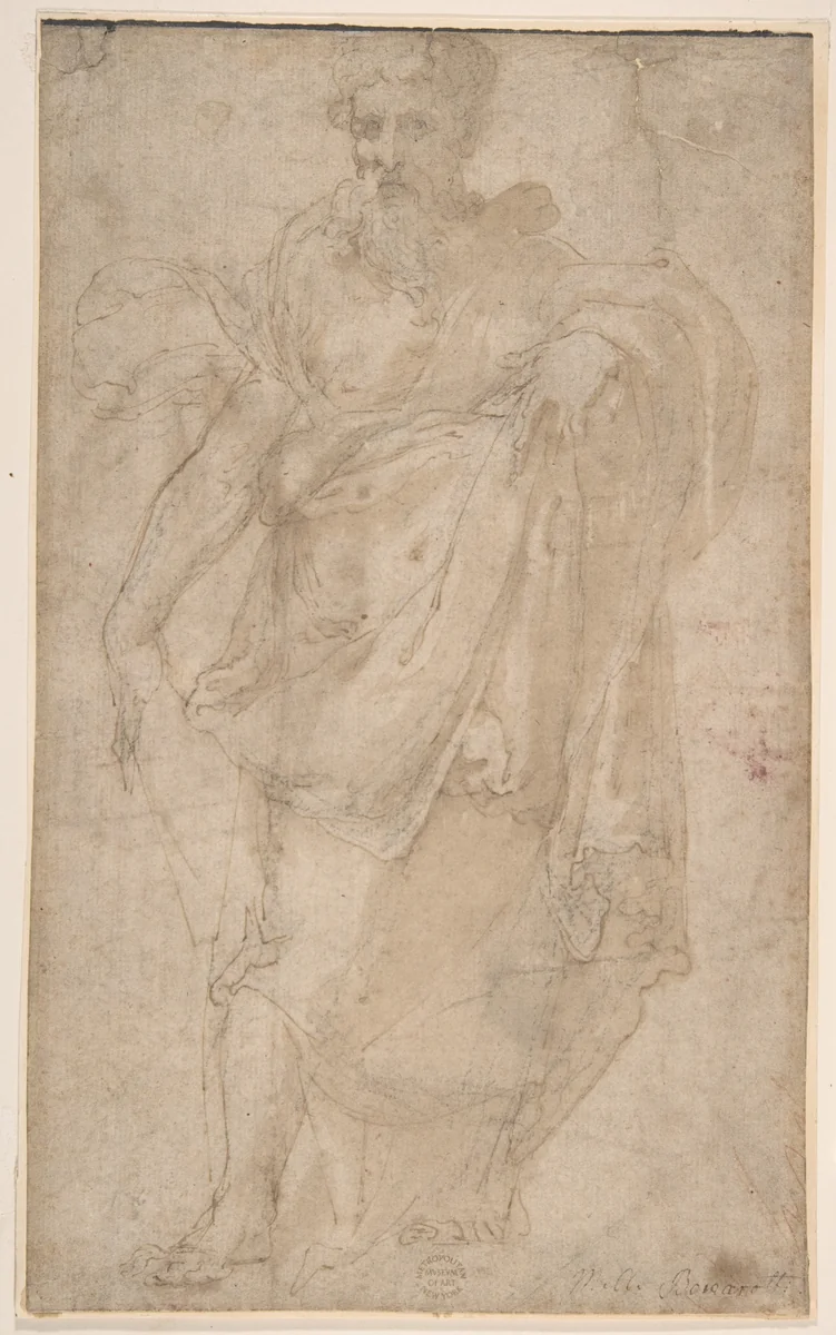 Figure of a Prophet by anonymous, drawing, 1500-1600